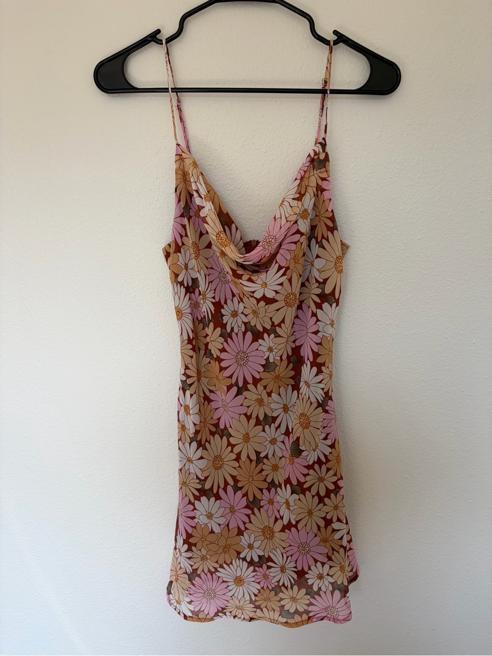 Altar'd State Floral Cowl Neck Slip - Pink & Brown
